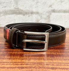 ◾️牛革◾️ Hanes レザーベルト ダークブラウン 〜ウエスト100cmまで対応〜【71794】