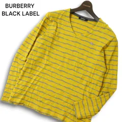 BURBERRY BLACK LABEL バーバリー ブラックレーベル 秋冬 ホース刺繍 ウール100%★ ボーダー セーター ニット Sz.3 メンズ