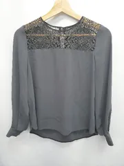 ◇ Θ nano universe ナノユニバース レース 長袖 ブラウス プルオーバー サイズF グレー系 レディース E  【1507010004053】