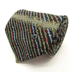 ミラショーン ブランド ネクタイ ロゴ ストライプ柄 ボーダー柄 シルク イタリア製 PO メンズ ブラック mila schon 【中古】