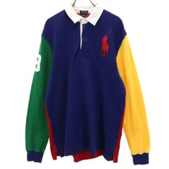 ポロラルフローレン クレイジーパターン ビッグポニー刺繍 長袖 ポロシャツ XL ネイビー 他 POLO RALPH LAUREN 鹿の子 キッズ