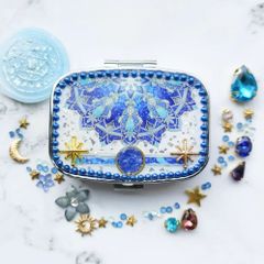 ★再々販リニューアル★　ブルー曼荼羅のピルケースver.2　ハンドメイドピルケース　ハンドメイドレジン　レジンピルケース　小物入れ