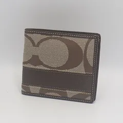 良品 コーチ 折財布 シグネチャー柄 ベージュ系カラー レディース折財布 2000000 NSK MTM
