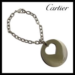 【Cartier】ハート チャーム シルバーカラー キーホルダー キーリング ストラップ バッグチャーム カルティエ (SER-3916)