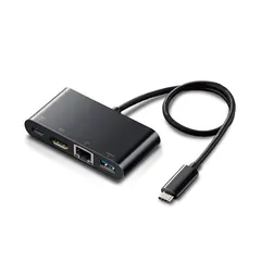 エレコム(ELECOM) Type-C ドッキングステーション Cハブ PD対応 [充電用Type-C×1/USB(3.0)×1/HDMI×1/LANポート] 30cmケーブル ブラック DST-C09BK 0