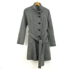 インディヴィ スタンドカラーコートアウター リバーシブル ベルト付き レディース 38サイズ 黒×白 INDIVI 【中古】