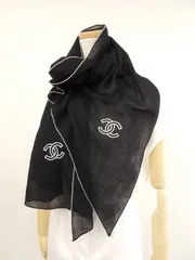 シャネル 大判ストール ココマーク カシミア100% 黒白 ネックウォーマー 美品@ 6のサムネイル
