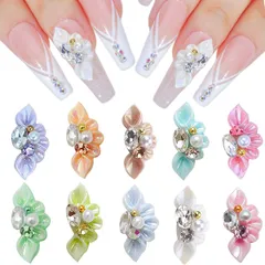 【即日発送】3D 立体 お花パーツ 20個セット 大きい ネイル パーツ 花 ジュエリーパーツ ラインストーン パール ネイルアート ネイルパーツ レジン用 デコパーツ ハンドメイド