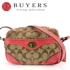 【中古】 コーチ ショルダーバッグ 10568 シグネチャー キャンバス レザー ブラウン ピンク 斜め掛け ポシェット レディース 女性 COACH