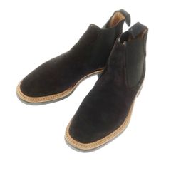 【中古】チーニー CHEANEY スエード サイドゴアブーツ ブラック【サイズ7】【メンズ】