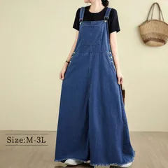 ジャンパースカート サロペットワンピース オールインワン デニムワンピース 重ね着 マキシ丈 ワンピ ロングワンピー 体型カバー レディース 大きいサイズ  春 夏 秋 冬 M L milyxk27