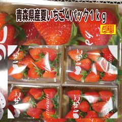 クール冷蔵便込み　青森県産　夏いちご　すずあかねor森のひかり　4パック　1ｋｇ