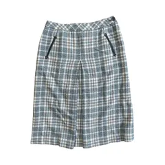Z1578 ニューヨーカー NEWYORKER チェック柄 膝丈スカート グレー ブラウン 9号 Mサイズ