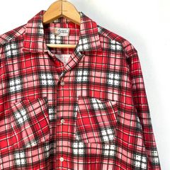 50s ヴィンテージシャツ　15 1/2 M プリネル Sportswear 50s プリントネル 千鳥格子柄 緑x黒 ヴィンテージ
