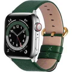 Apple Watch対応 バンド ベルト アップルウォッチバンド 38mm/40mm/41mm ダークグリーン+ポリッシュゴールデンバックル