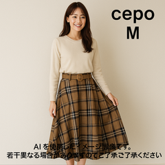 AB0225 【送料無料】cepo セポ　Mサイズ　レディース　チェック柄　ブラウン　フレアスカート　春　秋　冬