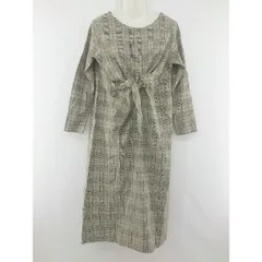 ◇ E hyphen world gallery PEACE チェック 長袖 ロング ワンピース サイズF グリーン系 レディース  【1204190003219】