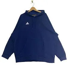 adidas アディダス パーカー フーディー プルオーバー ワンポイント刺繡 オーバーサイズ ビッグシルエット カンボジア製 3XLサイズ ブルー