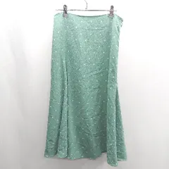 ◇ Θ IENA イエナ 水玉ドット 膝丈 フレアー スカート サイズM グリーン レディース E  【1409100032727】