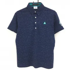 ★SALE価格★【超美品】ルコックゴルフ 半袖ポロシャツ ネイビー×ライトブルー 総柄  メンズ M ゴルフウェア le coq sportif