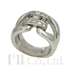 HERMES　エルメス　ヒストリー　リング　750WG　11Pダイヤモンド　＃51　ブランドジュエリー　アクセサリー　指輪　11号　Au750　K18WG　18金　ホワイトゴールド　Hモチーフ　Hロゴ【中古】【73688】