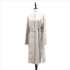 良品 ADORE アドーア ノーカラ― ベルテッドコート 531-9152202 サイズ36 ベージュ レディース 古着 中古 USED