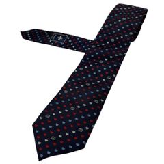 2906 美品 GUCCI ネクタイ ハート 小紋柄 ネイビー