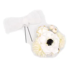 髪飾り ２点セット 京都 西陣 和小物 京あそび MIYAKO ASOBI 白 リボン 成人式 花 浴衣 着物 振袖 袴 七五三 子供 結婚式お呼ばれ 卒業式 入学式 和風 コーム 髪留め 日本製 送料無料 W 85 CM-4-803 w773　Si