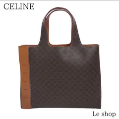 CELINE セリーヌ マカダム柄 ハンドバッグ ZT00/01 トリオンフ オールドセリーヌ PVC レザー ブラウン ヴィンテージ 中古