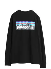 【お得なクーポン配布中!】 パタゴニア 両面 プリント 長袖 Tシャツ メンズ M 20年製 アウトドア ロンT ロングスリーブ カットソー ボックスロゴ P6 バックプリント 黒