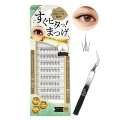 IAURA クイックビューティラッシュ すぐピタっ！まつげ Natural ノリがいらないつけまつげ 自己接着まつげ のり付きつけまつげ くり返し使用可 取り外し自在 ピンセット付 束数たっぷり 極細軽量 防水 部分まつげ