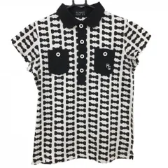 パーリーゲイツ 半袖ポロシャツ 白×黒 リボン柄 レディース 1(M) ゴルフウェア PEARLY GATES