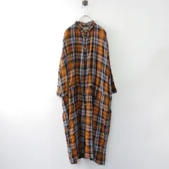 美品 ICHI Antiquites リネン チェック ロング ワンピース 白 ICHI Antiquites＊リネン＊タータンチェックワンピースの通販 by