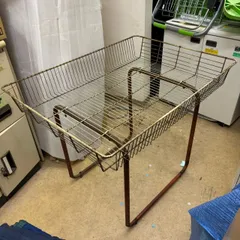 【アンティーク】昭和レトロ キャスター付き 折り畳み式 ワゴン 什器 古道具 アンティーク】昭和レトロ キャスター付き 折り畳み式 ワゴン