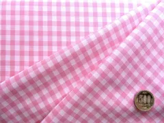 約110×50 1002-Ｐ ギンガムチェック 中格子 ピンク 生地 布 はぎれ おしゃれ