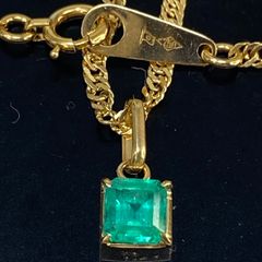 used K18YG 天然エメラルドペンダント＆ネックレス 0.42ct 上質