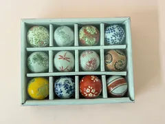 【龍馬】陶器の浮き玉12個セット 彩色 小 金魚鉢 睡蓮鉢 池 メダカの隠れ家 陶芸 陶磁器 浮玉