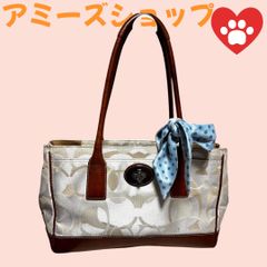 COACH コーチ F11821 シグネチャー キャンバス×レザー ターンロック トートバッグ