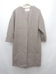 ◇ NATURAL BEAUTY BASIC ノーカラー ロング ウール混 長袖 コート サイズM グレー系 レディース P 【1402080014271】