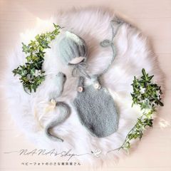 緑へびコス×ファーマット60cm♪ニューボーンフォト撮影衣装 小道具