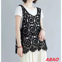【新商品が大人気です！】ベスト レディース 春夏 大きいサイズ トップス ジレ Vネック 花柄 透かし編み ノースリーブ サマーニット プルオーバー 春 夏 レイヤード 重ね着 袖なしyz409