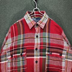 美品✨ポロバイラルフローレン ネルシャツ 厚手 コットン L 赤系チェック POLO by RALPH LAUREN チェック柄