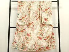 平和屋着物∵アンティーク　大正ロマン　女の子　十三参り　子供　祝着　孔雀草花文　金銀彩　逸品　CAAR6746ze