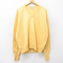 XL/古着 エルエルビーン LLBEAN 長袖 セーター メンズ 80s 無地 ラムウール Vネック 黄 イエロー 24nov01 中古 ニット トップス