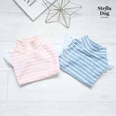 【閉店セール全品半額】フリル袖ボーダートップス　ピンク　ブルー　犬服　ペット服　小型犬