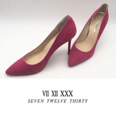 SEVEN TWELVE THIRTY セヴン トゥエルヴ サーティ 7 12 30 極美品 パンプス ピンヒール レディース 異素材MIX コンビ ピンク ポインテッドトゥ ミュール ハイヒール 24.0cm