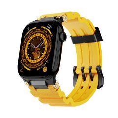 アップルウォッチバンド（Apple Watchバンド）メタルギアシリコンバンド【ブラック×イエロー】42mm/44mm/45mm/46mm/49mm対応 [BELTIES]