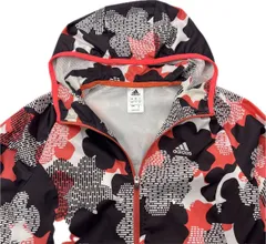 adidas ☆ 総柄 デザイン 裏メッシュ ナイロンジャケット パーカー ブラック ピンク レディース S スポーツ オシャレ アディダス■DC253