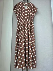 OZOC ドット バンディングフレア マキシワンピース