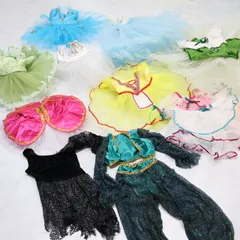 【バレエ衣装 まとめ売り】全11点 セット Chacott チャコット 等 チュチュ ロマンティックチュチュ 発表会 子供 ジュニア キッズ 舞台 衣裳 コスチューム フリル レース 劇 レオタード